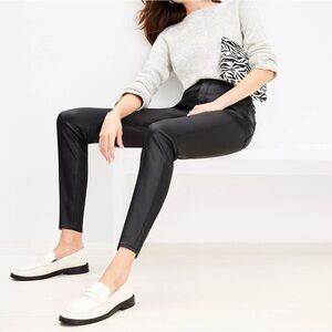 {LOFT} "The Curvy Skinny" Black Coated High Rise Stretch Denim Jeans